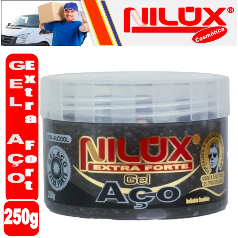 Gel Aço Extra Fort Nilux 250g para todos os tipos de cabelos