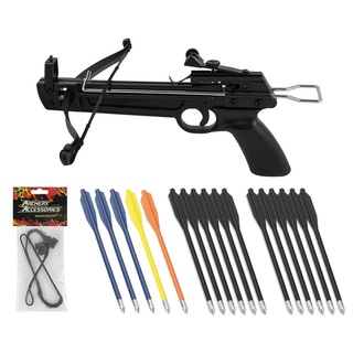 Balestra 50 Libras MK-50A1 Mankubg, 12Setas Plástiscas 6.5" Preta Com Corda Etra
