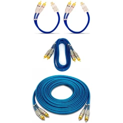 Kit 2 Cabos Y + Rca 1 Metro + Rca 5 Metros Blindado Azul