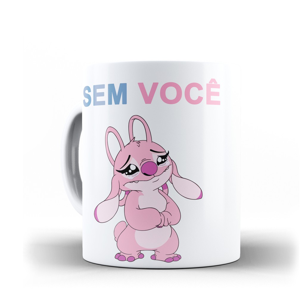 Caneca dia dos namorados Angel fico assim sem você Stitch