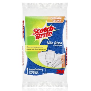 Esponja Não Risca Scotch-Brite Azul Limpeza Suave Louças Delicadas 3M em Oferta na Shopee