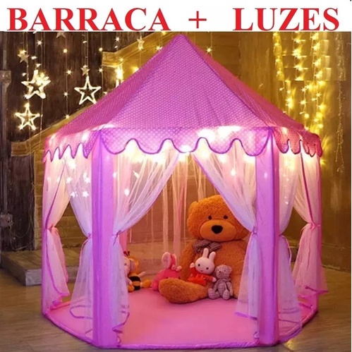 Imagem Barraca Infantil Tenda Cabana Castelo Princesas+luzes Led+promoçao