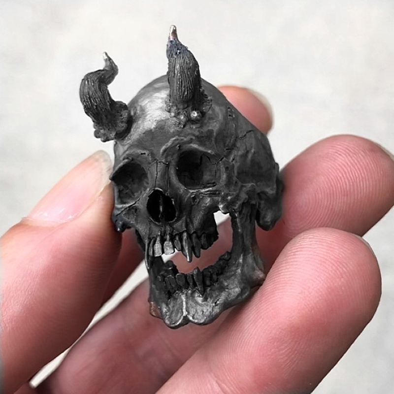 Detalhe Anel De Cavaleiro De Demônio De Liga Preta Sabão Horned Satã Punk Gótico Masculino Jóias