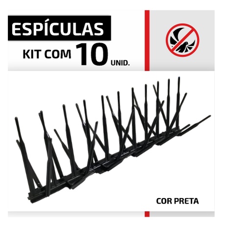 Espicula Anti Pombos Policarbonato Kit 10 Pçs Preto Promoção