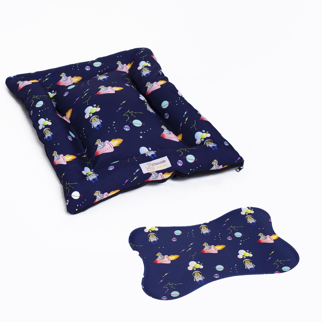 Kit Cama para Cachorro Raças Pequenas Até 10 Kg + Tapete para Comedouro 65 x 55