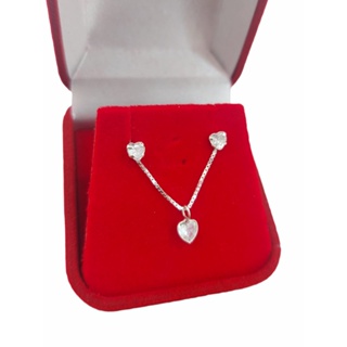 Kit Colar + brincos ponto de luz coração 4mm em Oferta na Shopee
