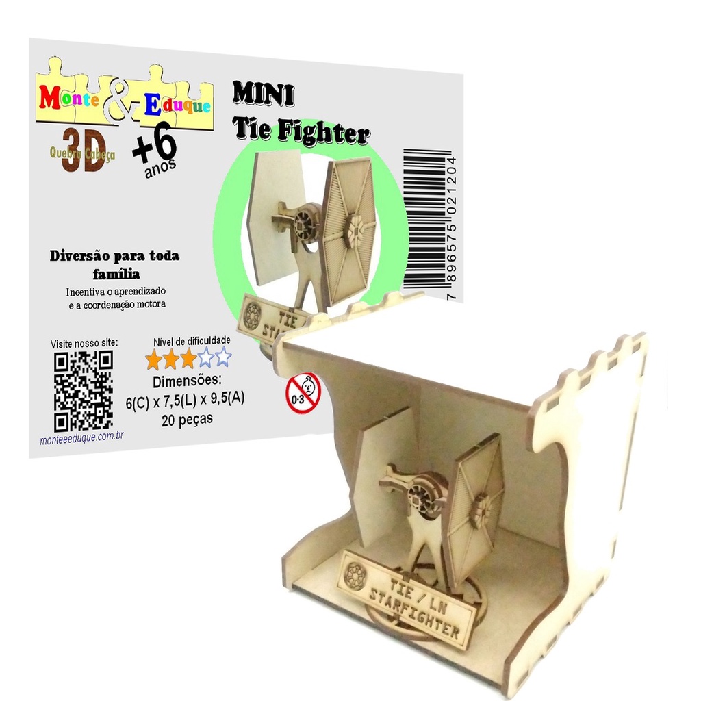 Brinquedo Quebra Cabeça 3D MINI NAVE STAR WARS Tie Fighter
