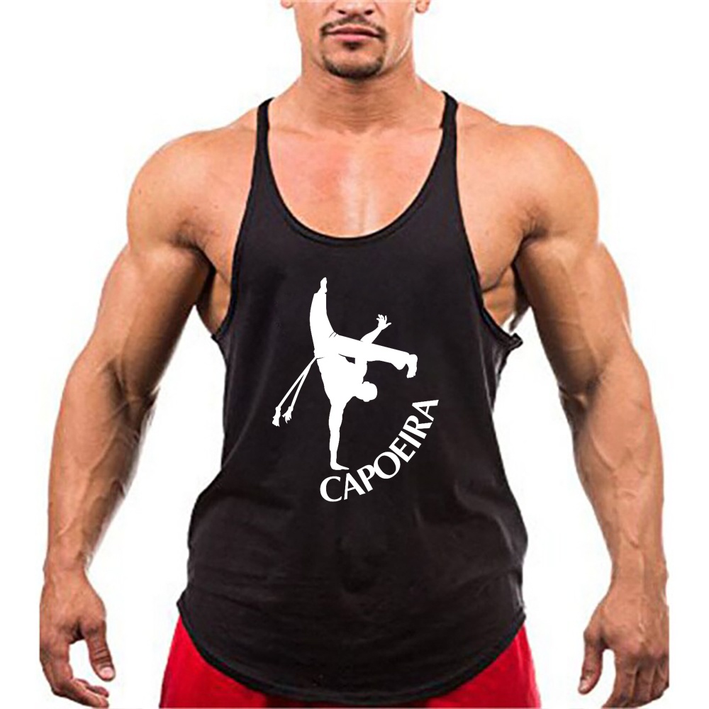 Regata Masculina Cavada Capoeira Bodybuilder Longline blusa Academia Treino Musculação