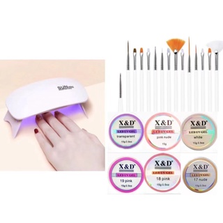 Kit Gel Alongamento + Secador Esmalte + 15 Pincéis Unhas Conjunto 3 itens