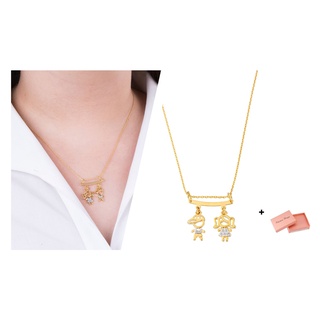Colar De Filhos Com 2 Pingentes Menino ou Menina Banhado Ouro em Oferta na Shopee