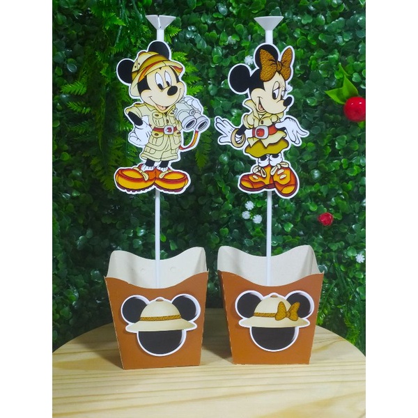 Cachepo MICKEY SAFARI com pega balão para decoração de mesa de festa infantil LEIA A DESCRIÇÃO DO PRODUTO  REF01