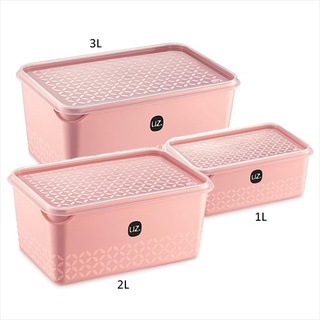 Conjunto Com 3 Potes Porta Mantimentos Retangular Multiuso Rosa Vermelho ou transparente Multi Plástico - UZ