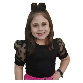 Blusa manga de tule infantil blogueira princesa