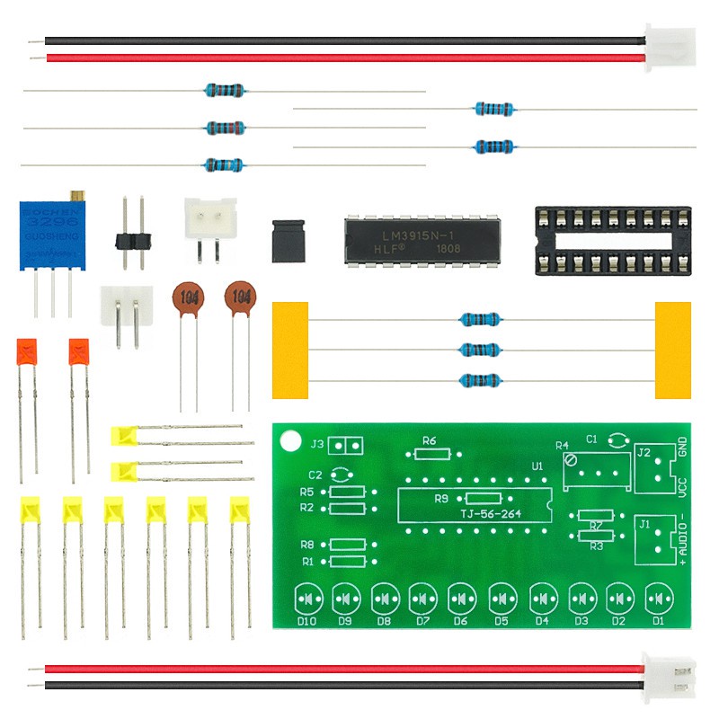 LM3915 DC 9V-12V LED Som Analisador De Espectro De Áudio Kit Indicador Nível DIY Electroonia Conjunto Prática De Solda L