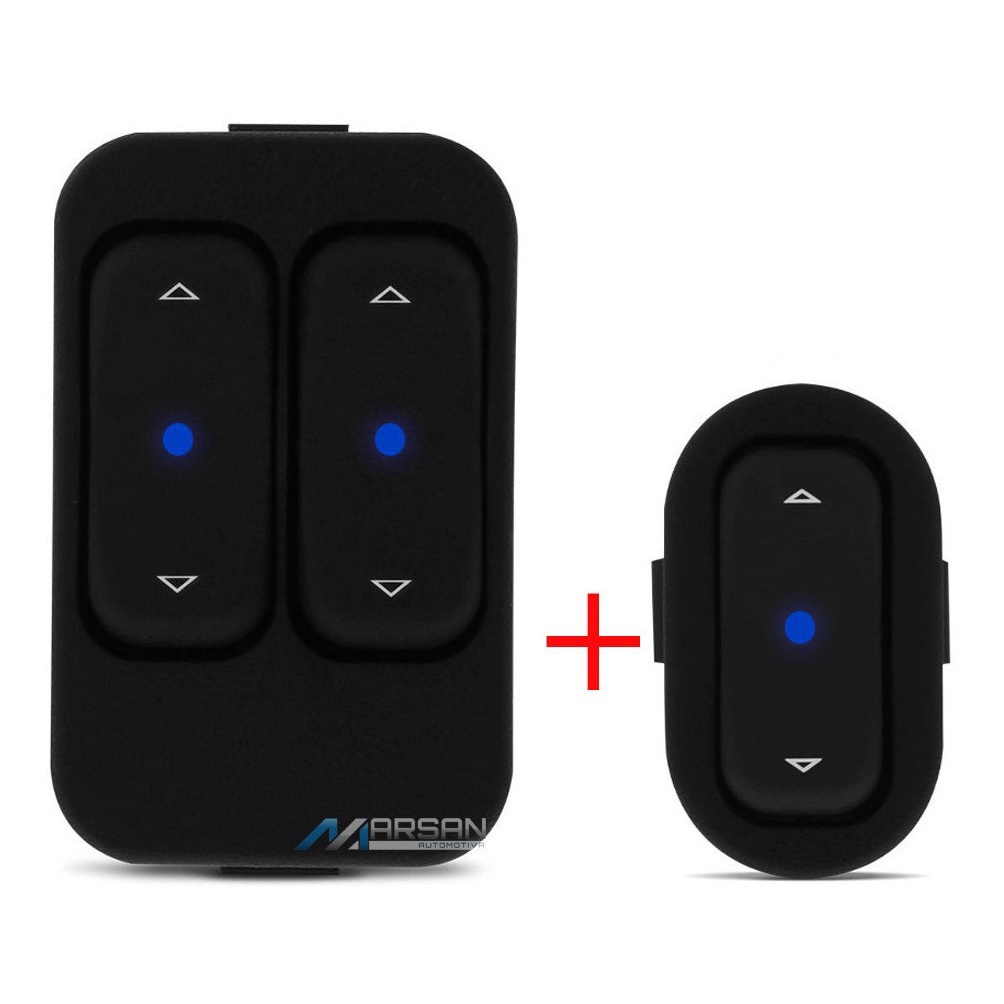 Kit Botão Interruptor Vidro Elétrico Led Azul Corsa Novo