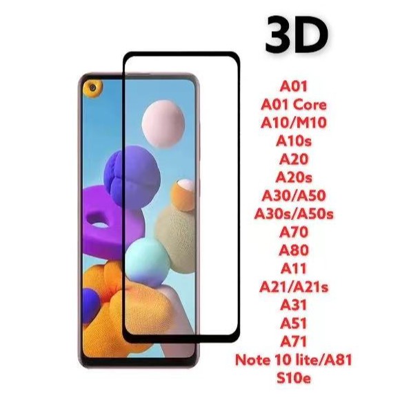 Película De Vidro 3D Para Samsung Galaxy A01/A01 Core/A10/A10S/M10/A11/A20/A20s/A21/A21s/A30/A50/A30s/A50s/A31/A51/A71/A81/S10 LITE/A91/NOTE 10 LITE