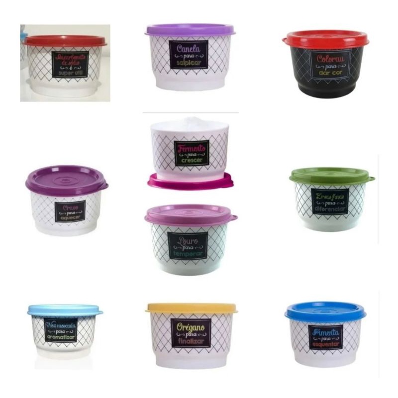 kit temperos 10 potinhos bistrô ou PB tupperware