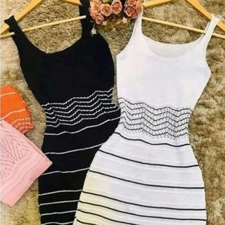 Vestido Feminino Verão Listrado em Linha Tricô (36 ao 40) Cores Sortidas