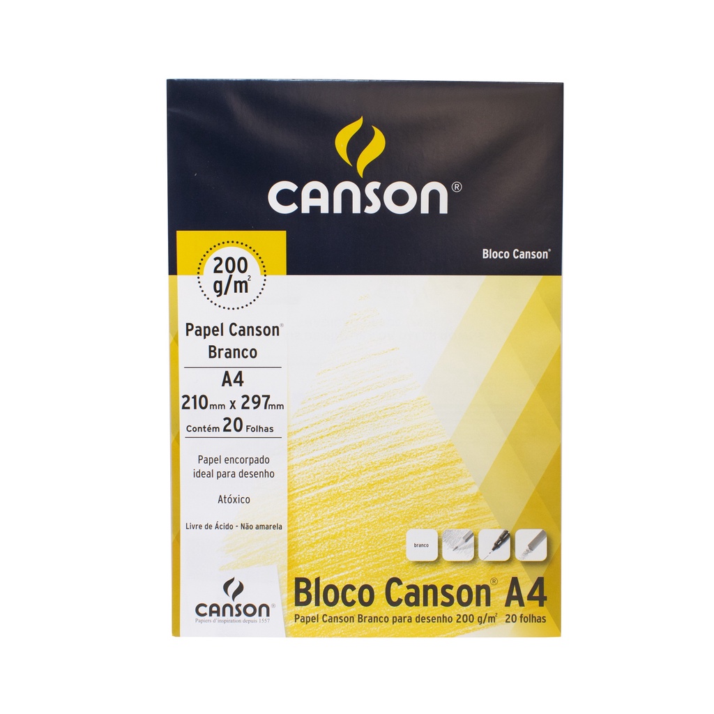 Bloco De Desenho Papel Branco Canson 200g 20 Folhas Shopee Brasil 5863