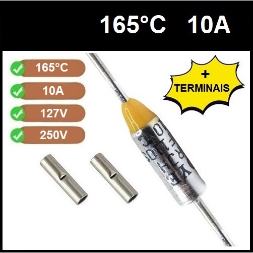 2 Fusível Térmico 10A 165C 165°C 165 Graus 250V