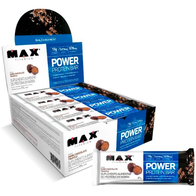 Barra de Proteína Power Protein Bar - 12un x 41g cada (492g) - Max Titanium (Barrinha de Proteína Caixa Fechada)