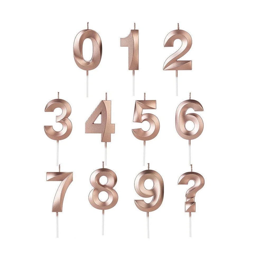 Vela Número Aniversário Design Rose Gold - 01 unidade - Silver Festas - Rizzo Número:6 em Oferta na Shopee