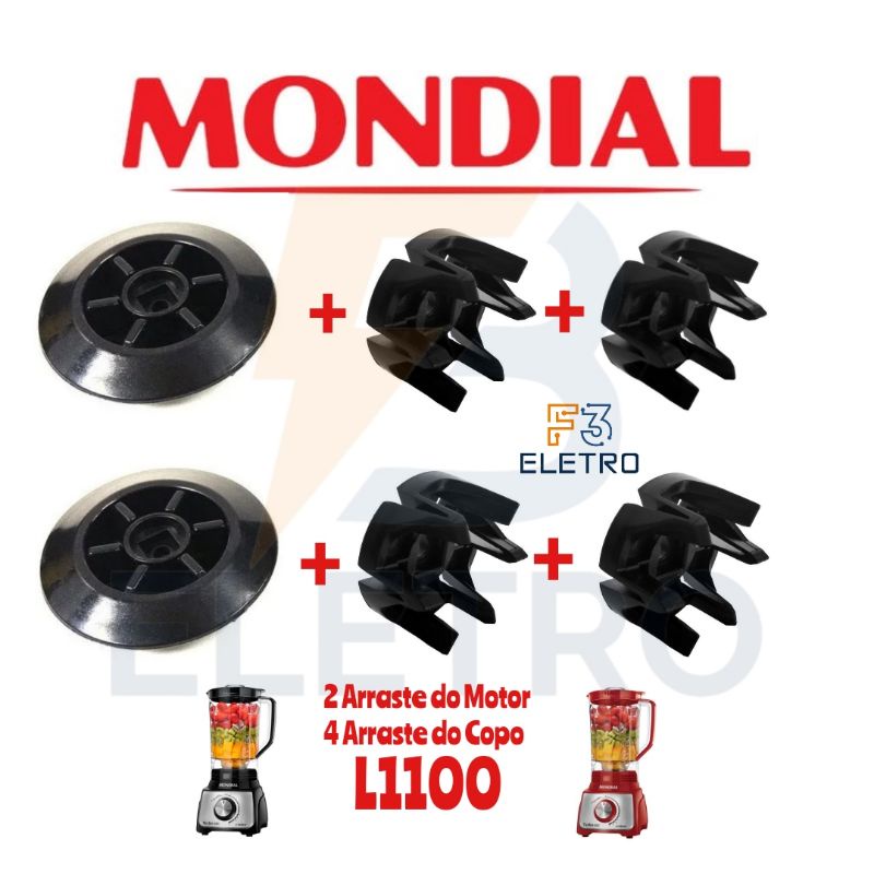4 Arraste do Copo + 2 Arrastador do Motor Liquidificador Mondial Turbo L-1100