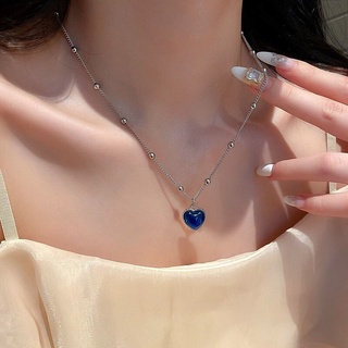 Colar de Coração de Mudança de Cor Sensível à Temperatura em Estilo Japonês e Coreano Feminino Ins Internet Celebridade Coração de Pêssego Corrente de Clavículas Colar de Temperamento Suave Aluno