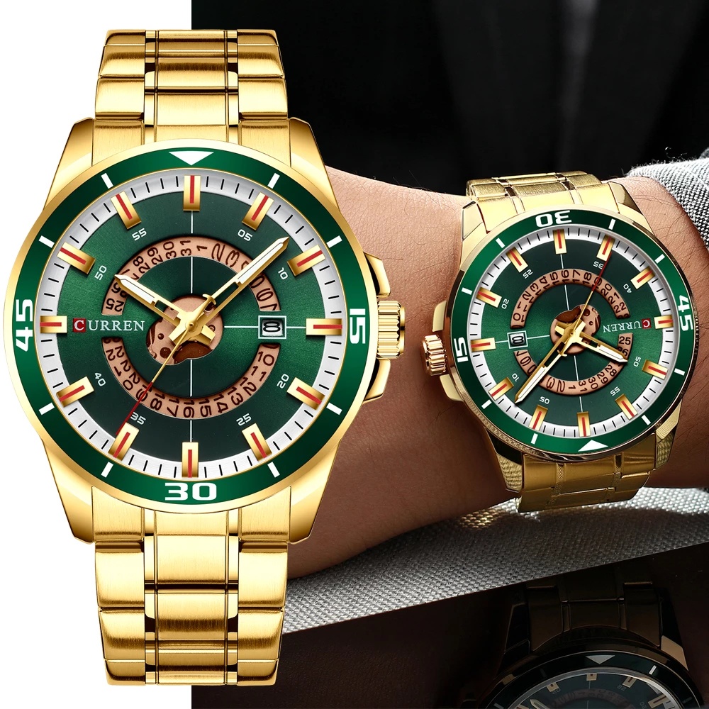 CURREN Relógio Masculino Casual Esportivo Simples Aço Inoxidável Quartzo À Prova D'água 8359 XA - Watches
