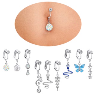 Em Forma De Coração Anel De Umbigo Corpo Piercing Pingente Borboleta Clipe Botão Sexy