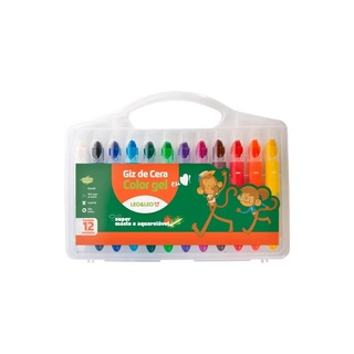 Giz De Cera Color Gel 12 Cores Aquarelavel Leo e Leo