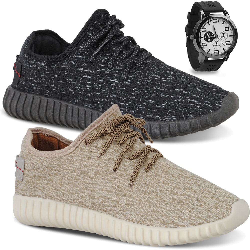 Kit 2 Tênis Masculino Header Easy Esporte Corrida Super Leve + Relógio