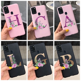 Capa Flexível De Silicone/TPU Com Letra Inicial Para Samsung Galaxy A21s SM-A217F SamsungA21S A 21S 2020