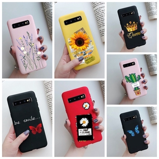Case Samsung Galaxy S10 S10E S10 Plus Slim Matte Soft Silicone Cute Sunflower Phone Case Back Cover
