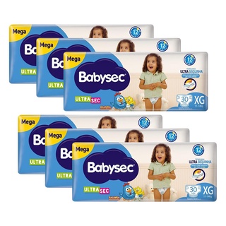 Kit 6 Fraldas Babysec Galinha Pintadinha Ultrasec Mega Tamanho XG 30 unidades cada