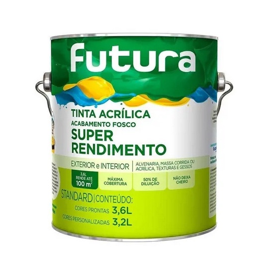 Tinta Acrilica Standard Super Rendimento - FUTURA - Diversas Cores (Acabamento Fosco/Uso Interno e Externo)