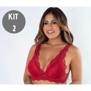 Kit com 2 Sutiã Com Bojo de Renda Sem Aro Alça com Renda Conforto