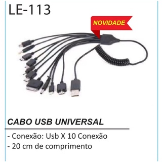 Cabo carregador usb multifuncional 10 em 1, cabo adaptador para transferência de dados usb universal
