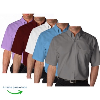 Kit 5 Camisa Social Manga Curta - Envio Imediato - Não Amassa
