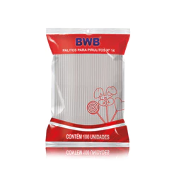 Palito para Pirulito Médio Cristal com 100 Unidades N°14 - BWB