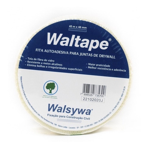 Fita Telada Drywall Waltape 45m X 48mm - Walsywa