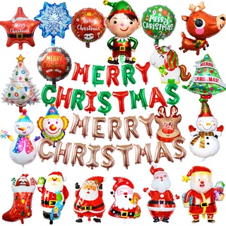 Balão de filme de alumínio padrão de desenho animado de Natal balão de filme feliz Natal decoração de parede de fundo véspera de Natal
