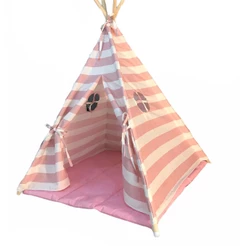 Cabana Infantil Completa Barraca 90x90x120 Rosa Listrado