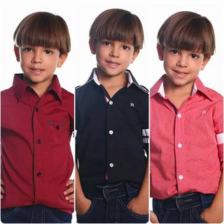 Camisas Infantil Social Manga Longa - 2 A 14 Anos - Pronta Entrega Varias Cores