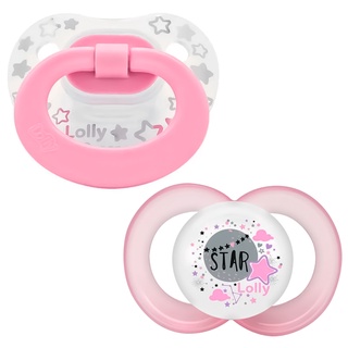 Kit 2 Chupetas Bebê Infantil Com Estojo Para Transporte De 0 à 6 Meses Silicone Dia e Noite Lolly