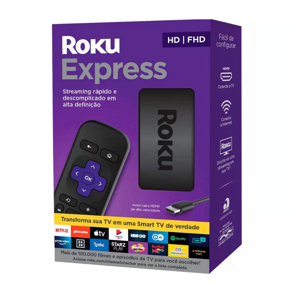 Roku Express - Dispositivo Streaming Player, Full HD, HDMI, Conversor Smart TV, com Controle Remoto