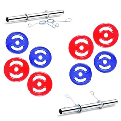 Kit 12kg Anilhas Emborrachadas + 2 Barras 40cm + 4 Presilhas - Rythmoon