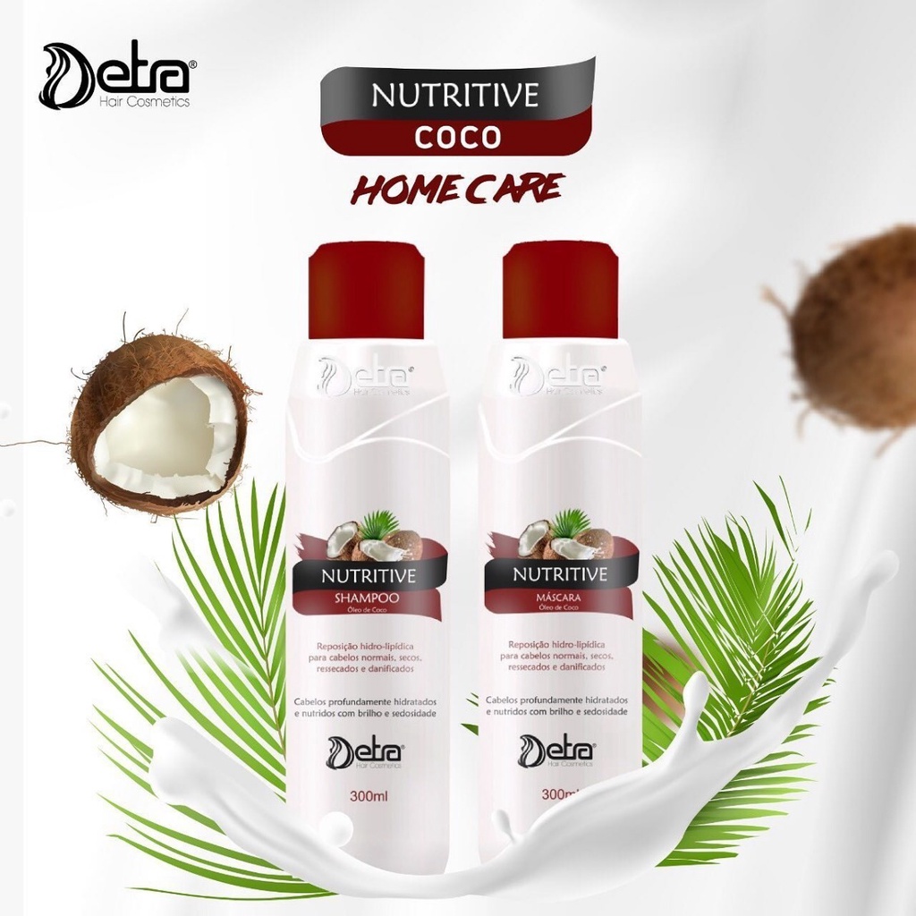 Shampoo Hidratante  Nutrição profunda com Óleo De Coco Nutritive 300ml Antioxi - Detra Cosmeticos