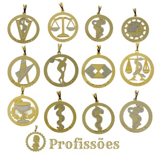 Pingente Profissões Banhado A Ouro. em Oferta na Shopee
