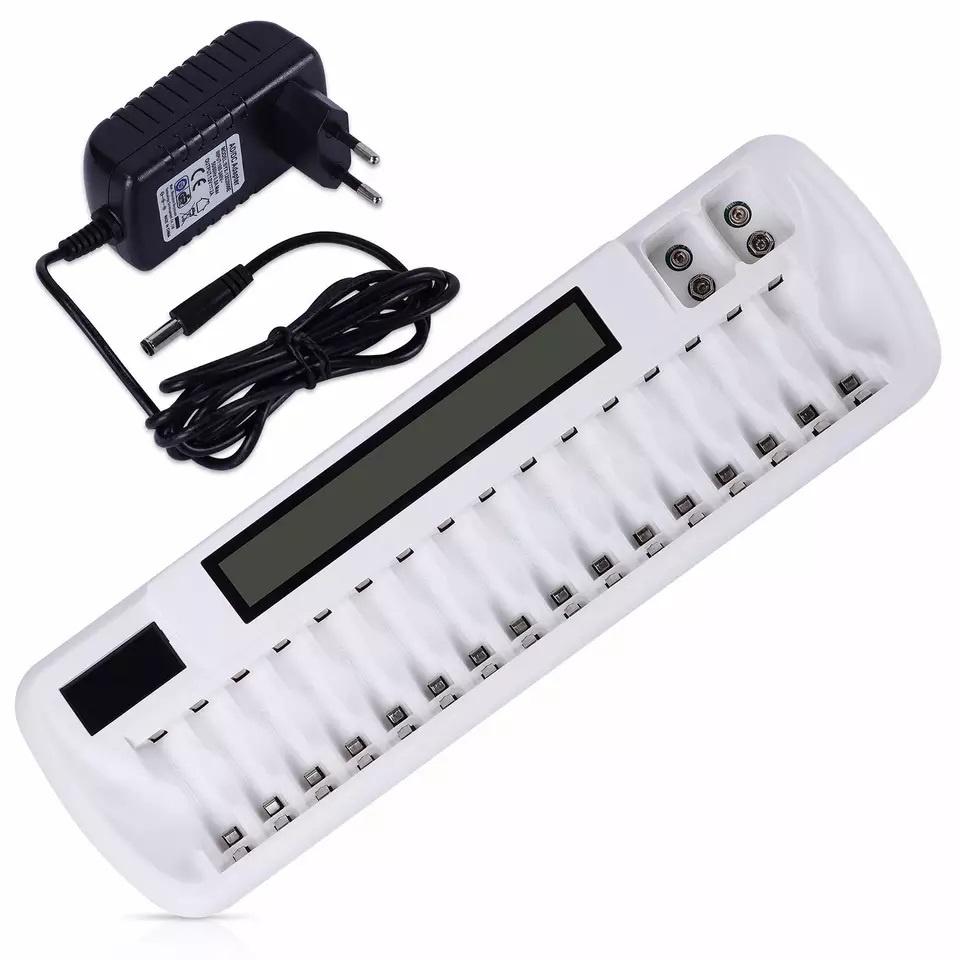 Carregador Lcd Smart Quick P/ 16 Pilhas Aa/aaa Bat 9V